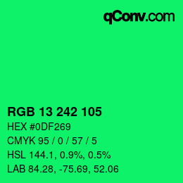 Color code: RGB 13 242 105 | qconv.com