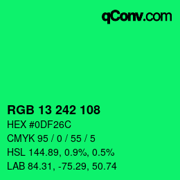 Color code: RGB 13 242 108 | qconv.com