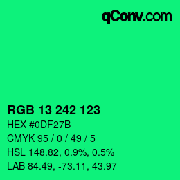 颜色代码: RGB 13 242 123 | qconv.com