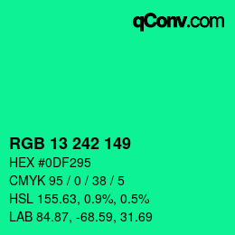 颜色代码: RGB 13 242 149 | qconv.com