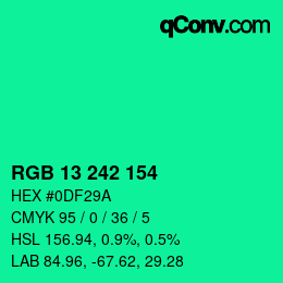カラーコード: RGB 13 242 154 | qconv.com