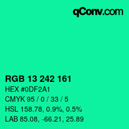 Color code: RGB 13 242 161 | qconv.com