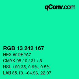 カラーコード: RGB 13 242 167 | qconv.com