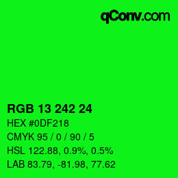 颜色代码: RGB 13 242 24 | qconv.com