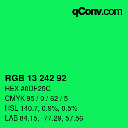 颜色代码: RGB 13 242 92 | qconv.com
