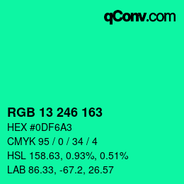 Color code: RGB 13 246 163 | qconv.com
