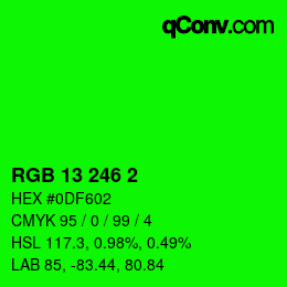 Color code: RGB 13 246 2 | qconv.com
