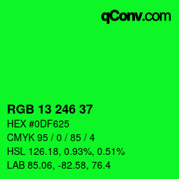 Color code: RGB 13 246 37 | qconv.com