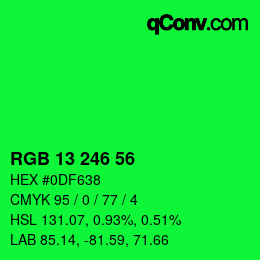 Color code: RGB 13 246 56 | qconv.com
