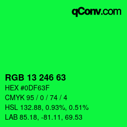Color code: RGB 13 246 63 | qconv.com