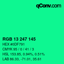 Color code: RGB 13 247 145 | qconv.com