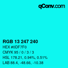 Color code: RGB 13 247 240 | qconv.com