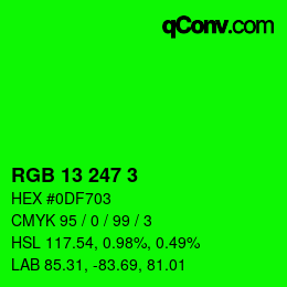 Código de color: RGB 13 247 3 | qconv.com