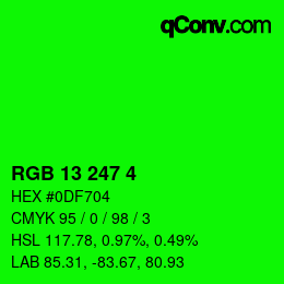 Color code: RGB 13 247 4 | qconv.com