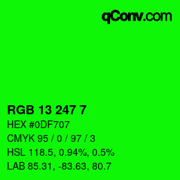 Color code: RGB 13 247 7 | qconv.com
