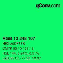 颜色代码: RGB 13 248 107 | qconv.com