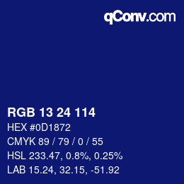 カラーコード: RGB 13 24 114 | qconv.com