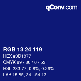 Color code: RGB 13 24 119 | qconv.com