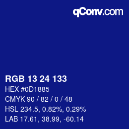 カラーコード: RGB 13 24 133 | qconv.com