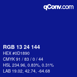 Color code: RGB 13 24 144 | qconv.com