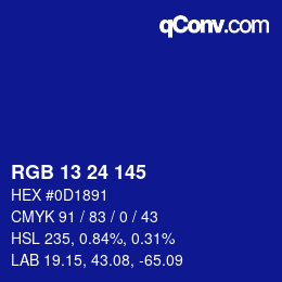 颜色代码: RGB 13 24 145 | qconv.com