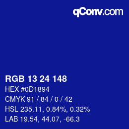Color code: RGB 13 24 148 | qconv.com
