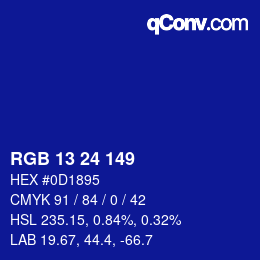 Color code: RGB 13 24 149 | qconv.com