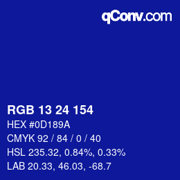Color code: RGB 13 24 154 | qconv.com