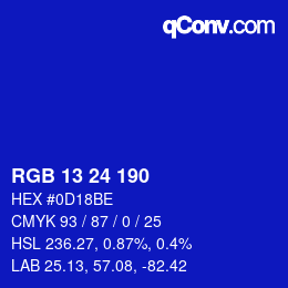 カラーコード: RGB 13 24 190 | qconv.com