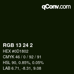 颜色代码: RGB 13 24 2 | qconv.com