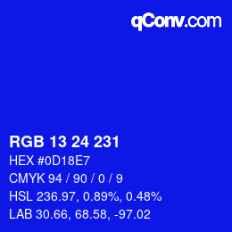 カラーコード: RGB 13 24 231 | qconv.com