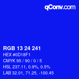 Color code: RGB 13 24 241 | qconv.com