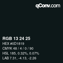 カラーコード: RGB 13 24 25 | qconv.com