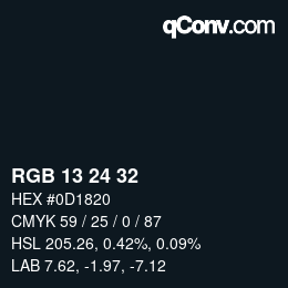 Color code: RGB 13 24 32 | qconv.com