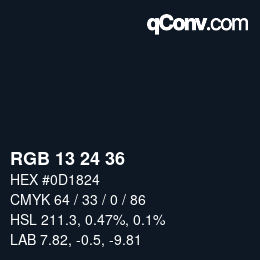 カラーコード: RGB 13 24 36 | qconv.com