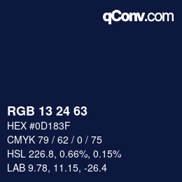 カラーコード: RGB 13 24 63 | qconv.com
