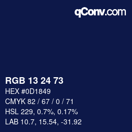 Color code: RGB 13 24 73 | qconv.com
