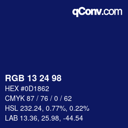 Color code: RGB 13 24 98 | qconv.com