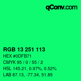 Color code: RGB 13 251 113 | qconv.com