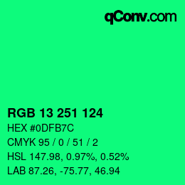 Color code: RGB 13 251 124 | qconv.com
