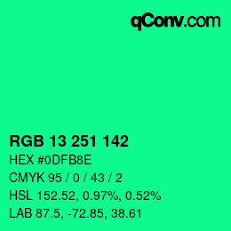 Color code: RGB 13 251 142 | qconv.com