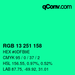 Color code: RGB 13 251 158 | qconv.com