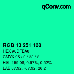Color code: RGB 13 251 168 | qconv.com