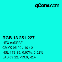 Color code: RGB 13 251 227 | qconv.com