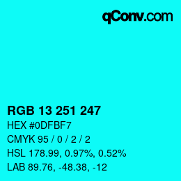 Color code: RGB 13 251 247 | qconv.com