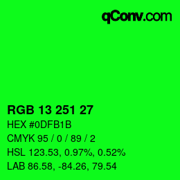 Color code: RGB 13 251 27 | qconv.com