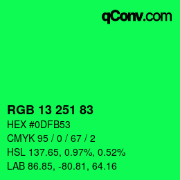 Color code: RGB 13 251 83 | qconv.com