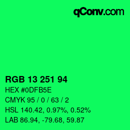 カラーコード: RGB 13 251 94 | qconv.com