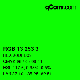 颜色代码: RGB 13 253 3 | qconv.com