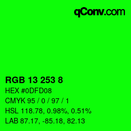 Color code: RGB 13 253 8 | qconv.com